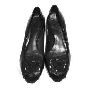 Tory Burch black patent peep